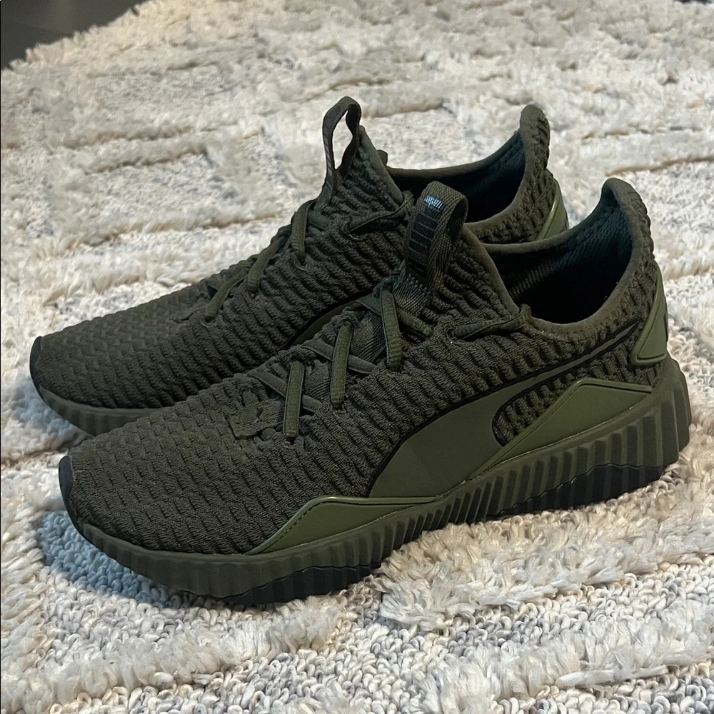 Puma Olive Green Knit Sneakers